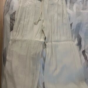 Monday Swimwear Cream Wide-Leg Linen Pants